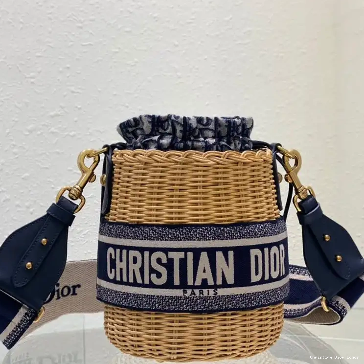 and Bucket Canvas Blue Bag Dior Oblique Motif Wicker 0412 Luxury